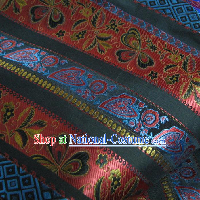 Chinese Traditional Royal Palace Pattern Design Mongolian Robe Black Brocade Fabric Ancient Costume Tang Suit Cheongsam Hanfu Material