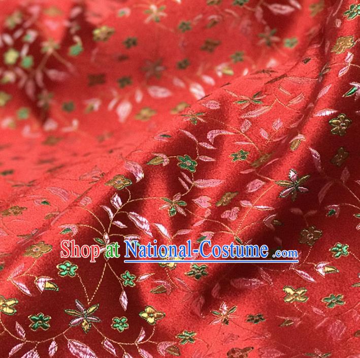 Chinese Traditional Royal Palace Flowers Pattern Design Red Brocade Fabric Ancient Costume Tang Suit Cheongsam Hanfu Material