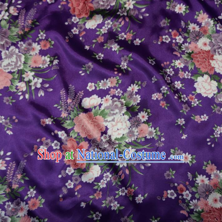 Chinese Traditional Royal Palace Peony Pattern Design Purple Brocade Fabric Ancient Costume Tang Suit Cheongsam Hanfu Material