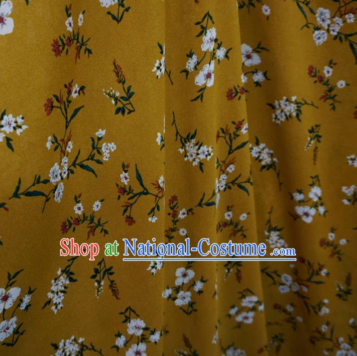 Chinese Traditional Royal Palace Pattern Design Yellow Brocade Fabric Ancient Costume Tang Suit Cheongsam Hanfu Material