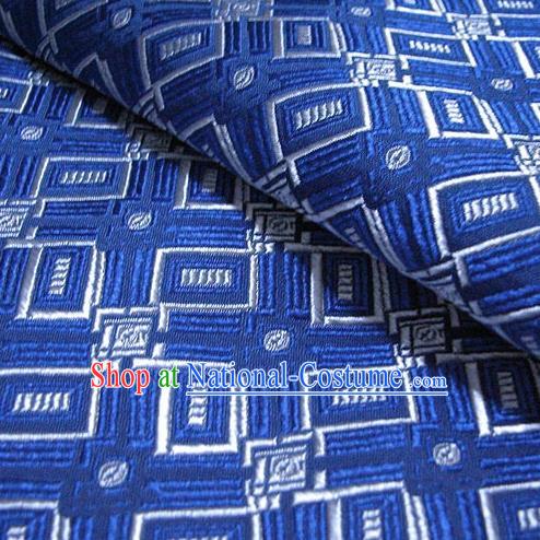 Chinese Traditional Royal Palace Pattern Design Blue Brocade Fabric Ancient Costume Tang Suit Cheongsam Hanfu Material