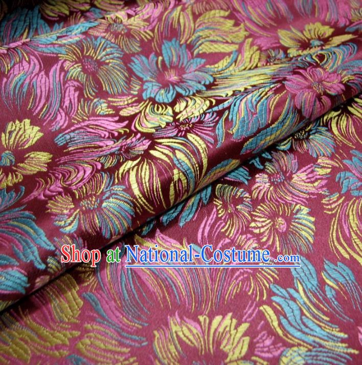 Chinese Traditional Royal Palace Flowers Pattern Design Pink Brocade Fabric Ancient Costume Tang Suit Cheongsam Hanfu Material