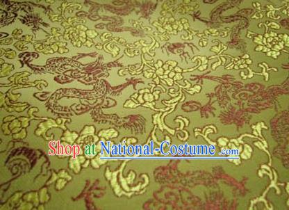 Chinese Traditional Royal Palace Dragons Pattern Design Yellow Brocade Fabric Ancient Costume Tang Suit Cheongsam Hanfu Material