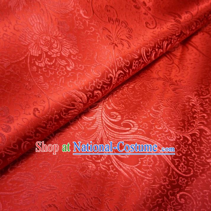 Chinese Traditional Royal Palace Pattern Design Red Brocade Fabric Ancient Costume Tang Suit Cheongsam Hanfu Material