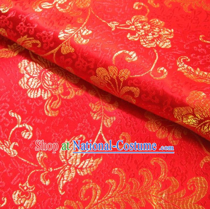 Chinese Traditional Royal Palace Pattern Design Red Brocade Xiuhe Suit Fabric Ancient Costume Tang Suit Cheongsam Hanfu Material