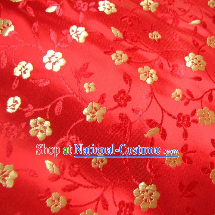 Chinese Traditional Royal Palace Flowers Pattern Design Red Brocade Fabric Ancient Costume Tang Suit Cheongsam Hanfu Material