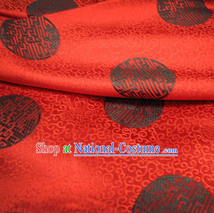 Chinese Traditional Royal Palace Longevity Pattern Design Hanfu Red Brocade Fabric Ancient Costume Tang Suit Cheongsam Material