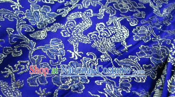 Chinese Traditional Royal Palace Pattern Design Hanfu Royalblue Brocade Fabric Ancient Costume Tang Suit Cheongsam Material