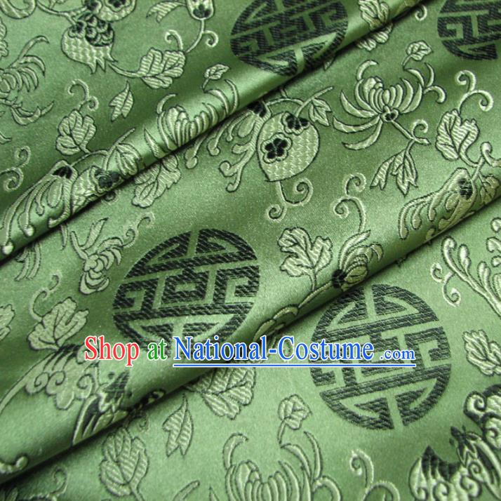 Chinese Traditional Royal Palace Auspicious Pattern Design Hanfu Green Brocade Fabric Ancient Costume Tang Suit Cheongsam Material