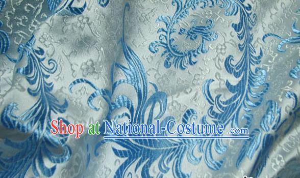 Chinese Traditional Royal Palace Blue Ombre Flowers Pattern Design Hanfu Brocade Fabric Ancient Costume Tang Suit Cheongsam Material