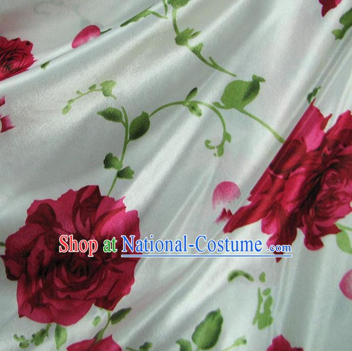 Chinese Traditional Royal Palace Printing Rose Design Hanfu Brocade Fabric Ancient Costume Tang Suit Cheongsam Material