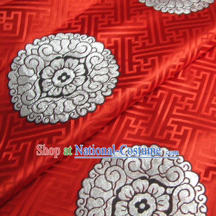 Chinese Traditional Palace Pattern Design Hanfu Red Brocade Mongolian Robe Fabric Ancient Costume Tang Suit Cheongsam Material