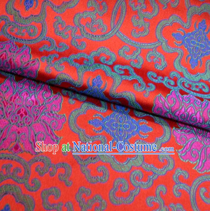 Chinese Traditional Palace Pattern Design Hanfu Red Brocade Mongolian Robe Fabric Ancient Costume Tang Suit Cheongsam Material