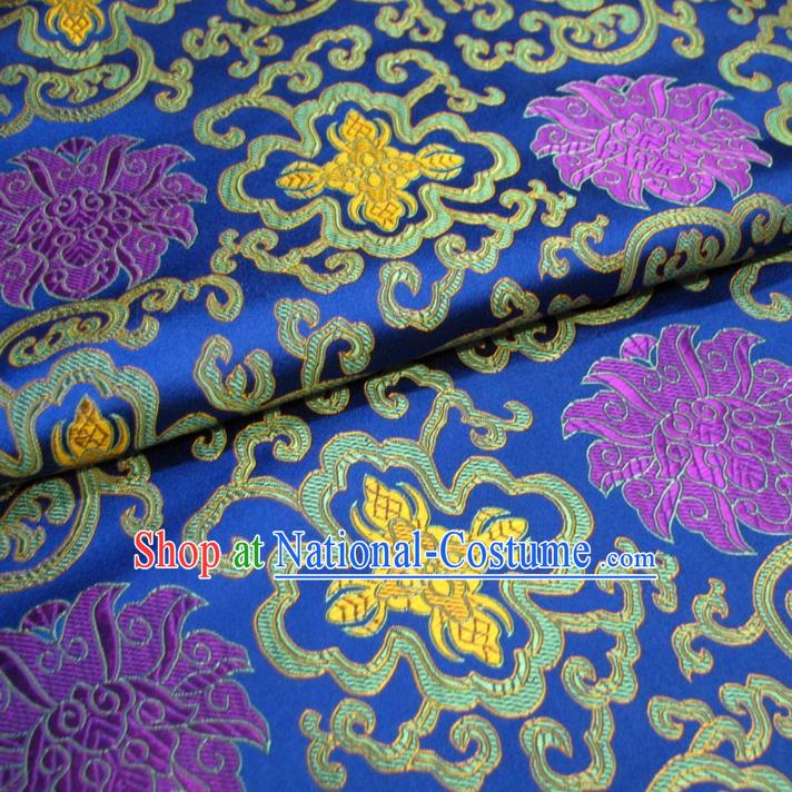 Chinese Traditional Palace Pattern Hanfu Royalblue Brocade Mongolian Robe Fabric Ancient Costume Tang Suit Cheongsam Material