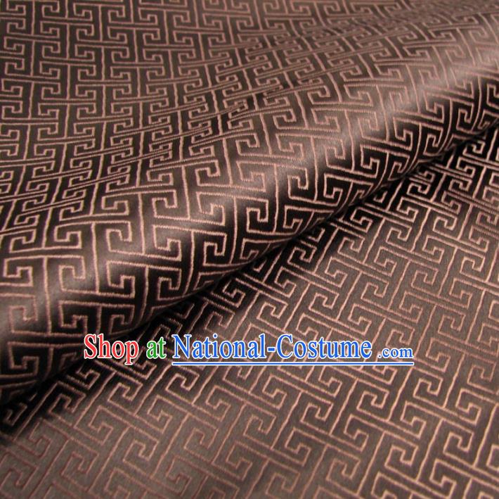 Chinese Traditional Palace Pattern Hanfu Brown Brocade Mongolian Robe Fabric Ancient Costume Tang Suit Cheongsam Material