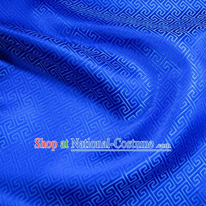 Chinese Traditional Palace Pattern Hanfu Blue Brocade Fabric Ancient Costume Tang Suit Cheongsam Material