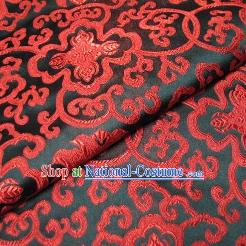 Chinese Traditional Royal Palace Pattern Design Mongolian Robe Hanfu Black Brocade Fabric Ancient Costume Tang Suit Cheongsam Material