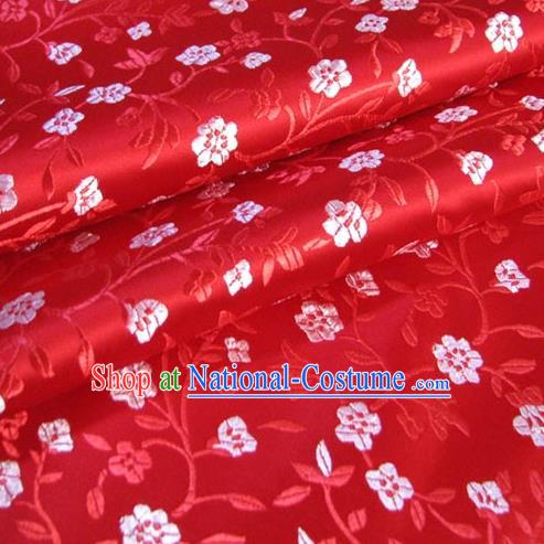 Chinese Traditional Palace Plum Blossom Pattern Design Hanfu Red Brocade Fabric Ancient Costume Tang Suit Cheongsam Material