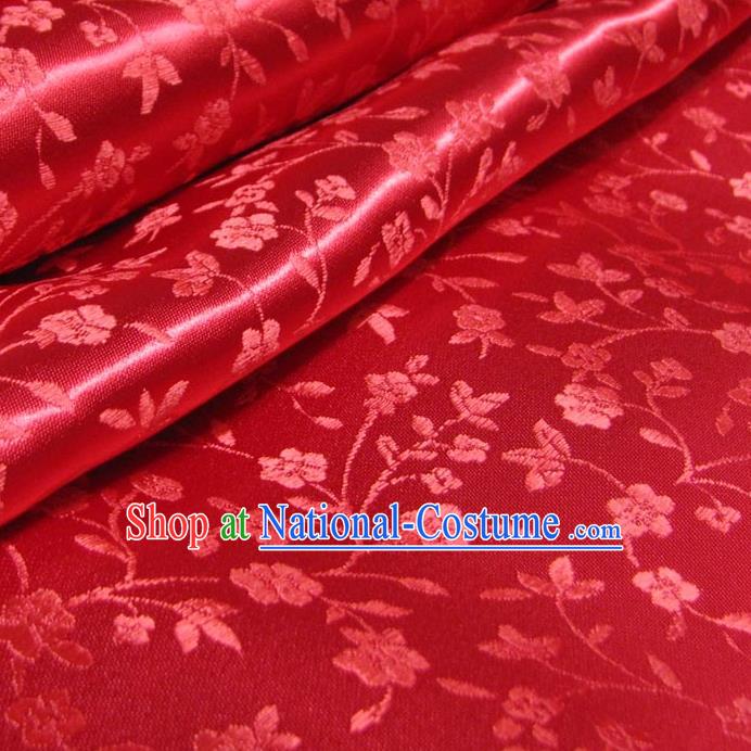 Chinese Traditional Palace Wintersweet Pattern Design Hanfu Red Brocade Fabric Ancient Costume Tang Suit Cheongsam Material