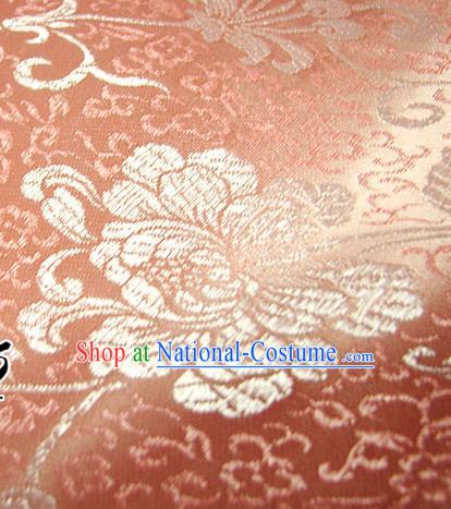 Chinese Traditional Palace Rich Flowers Pattern Design Hanfu Pink Brocade Fabric Ancient Costume Tang Suit Cheongsam Material