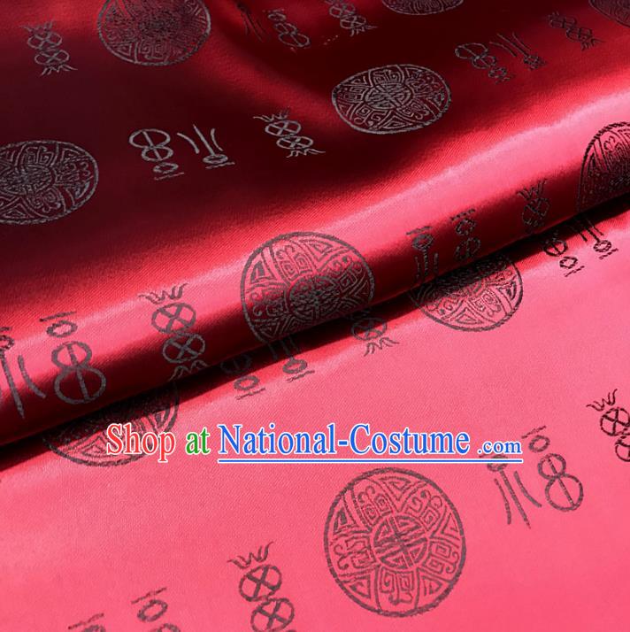 Chinese Traditional Palace Fu Character Pattern Design Hanfu Purplish Red Brocade Fabric Ancient Costume Tang Suit Cheongsam Material