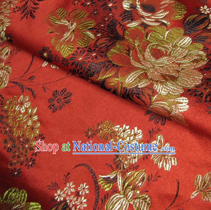 Chinese Traditional Palace Pattern Design Hanfu Red Brocade Fabric Ancient Costume Tang Suit Cheongsam Material