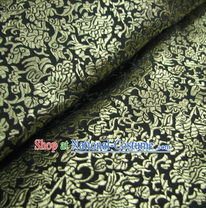 Chinese Traditional Palace Fu Character Pattern Design Hanfu Black Brocade Fabric Ancient Costume Tang Suit Cheongsam Material