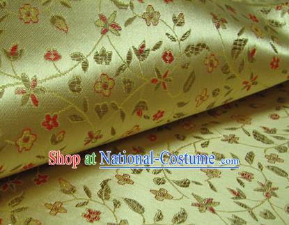 Chinese Traditional Palace Pattern Design Hanfu Yellow Brocade Fabric Ancient Costume Tang Suit Cheongsam Material