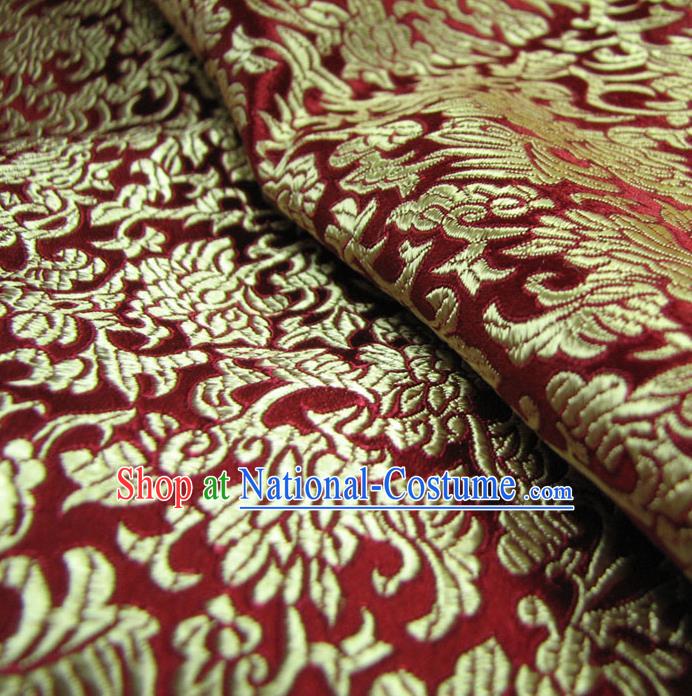 Chinese Traditional Palace Pattern Design Hanfu Red Brocade Mongolian Robe Fabric Ancient Costume Tang Suit Cheongsam Material