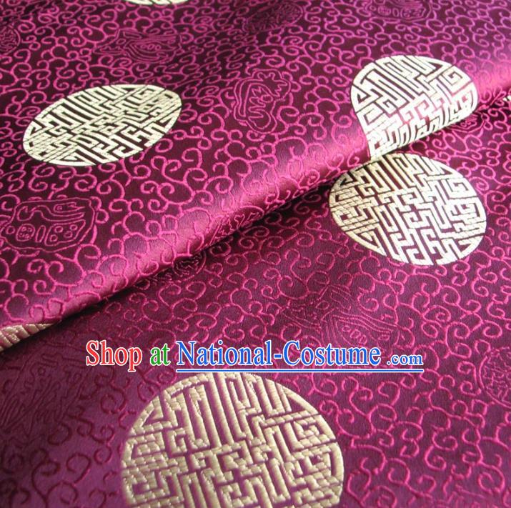 Chinese Traditional Palace Pattern Design Hanfu Purple Brocade Fabric Ancient Costume Tang Suit Cheongsam Material