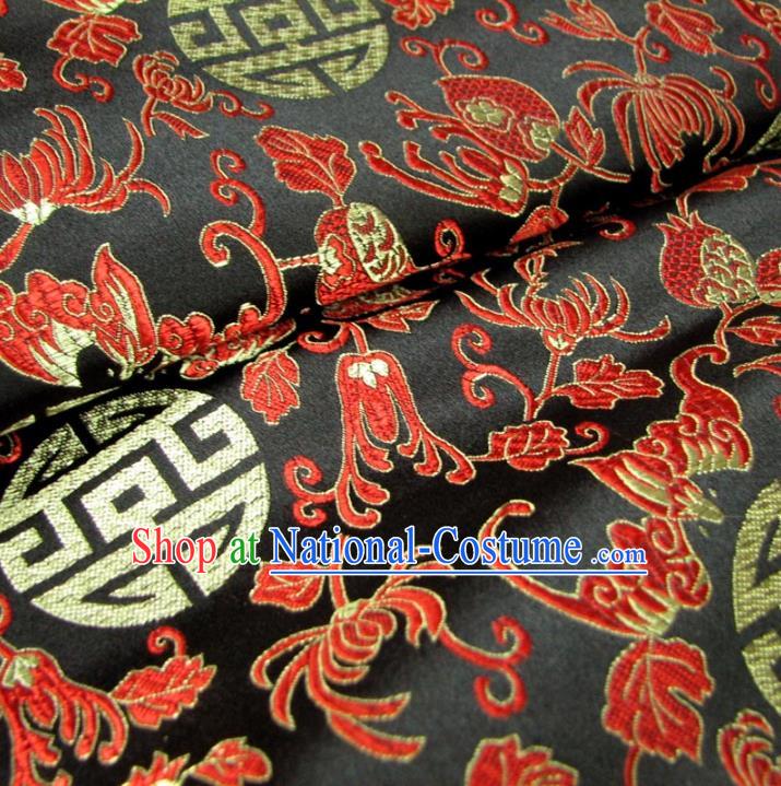 Chinese Traditional Palace Pattern Design Hanfu Black Brocade Fabric Ancient Costume Tang Suit Cheongsam Material