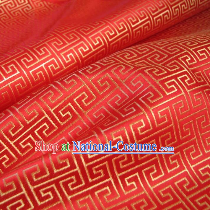 Chinese Traditional Palace Pattern Design Hanfu Red Brocade Fabric Ancient Costume Tang Suit Cheongsam Material