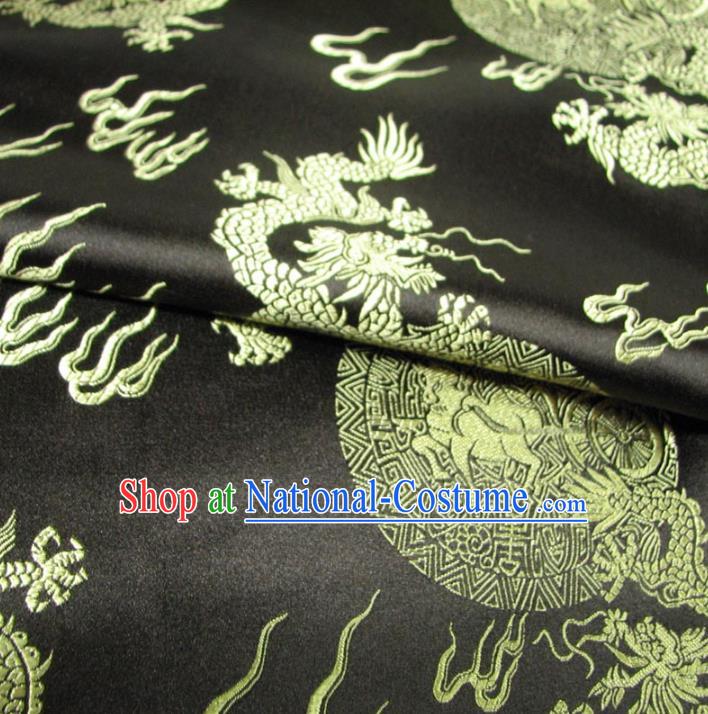 Chinese Traditional Palace Dragons Pattern Design Hanfu Black Brocade Fabric Ancient Costume Tang Suit Cheongsam Material