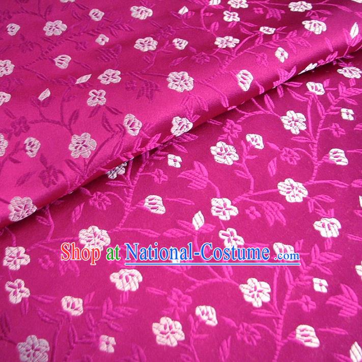 Chinese Traditional Palace Flowers Pattern Design Hanfu Rosy Brocade Fabric Ancient Costume Tang Suit Cheongsam Material