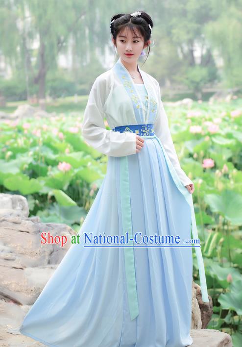 Traditional Chinese Tang Dynasty Palace Princess Hanfu Embroidered Costume for Women