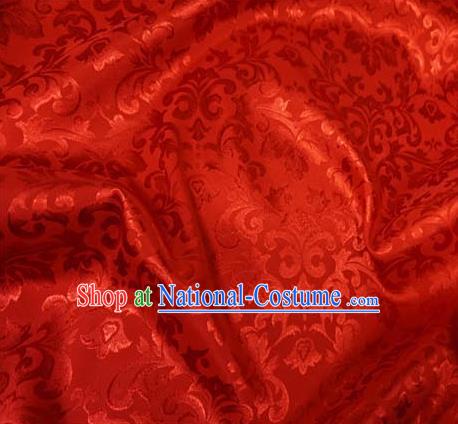 Chinese Traditional Palace Pattern Hanfu Red Brocade Fabric Ancient Costume Tang Suit Cheongsam Material