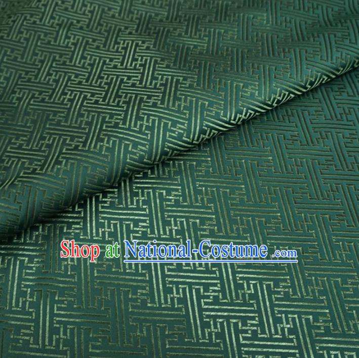 Chinese Traditional Palace Pattern Hanfu Deep Green Brocade Fabric Ancient Costume Tang Suit Cheongsam Material