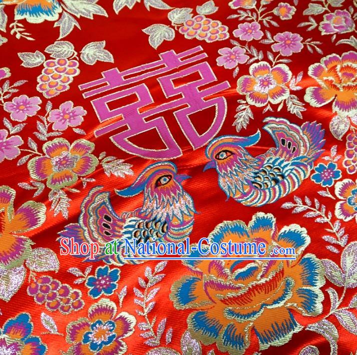 Chinese Traditional Palace Mandarin Duck Pattern Hanfu Red Brocade Fabric Ancient Costume Tang Suit Cheongsam Material