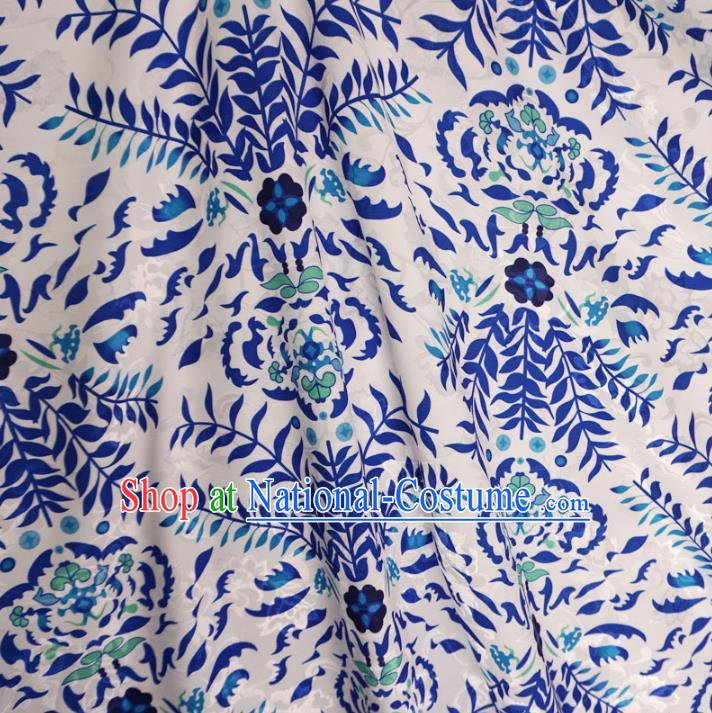 Chinese Traditional Palace Pattern Hanfu White Brocade Fabric Ancient Costume Tang Suit Cheongsam Material