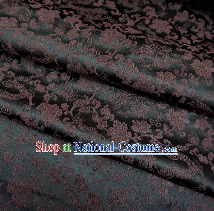 Chinese Traditional Palace Dragons Pattern Hanfu Black Brocade Fabric Ancient Costume Tang Suit Cheongsam Material