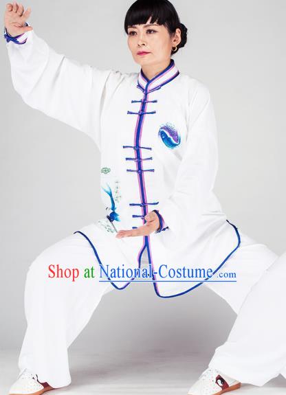 Traditional Chinese Kung Fu Printing Costume, China Martial Arts Uniform Tai Ji Tang Suit Plated Buttons Clothing for Women