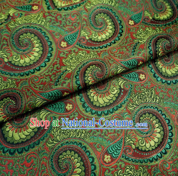 Chinese Traditional Palace Conch Pattern Hanfu Green Brocade Fabric Ancient Costume Tang Suit Cheongsam Material