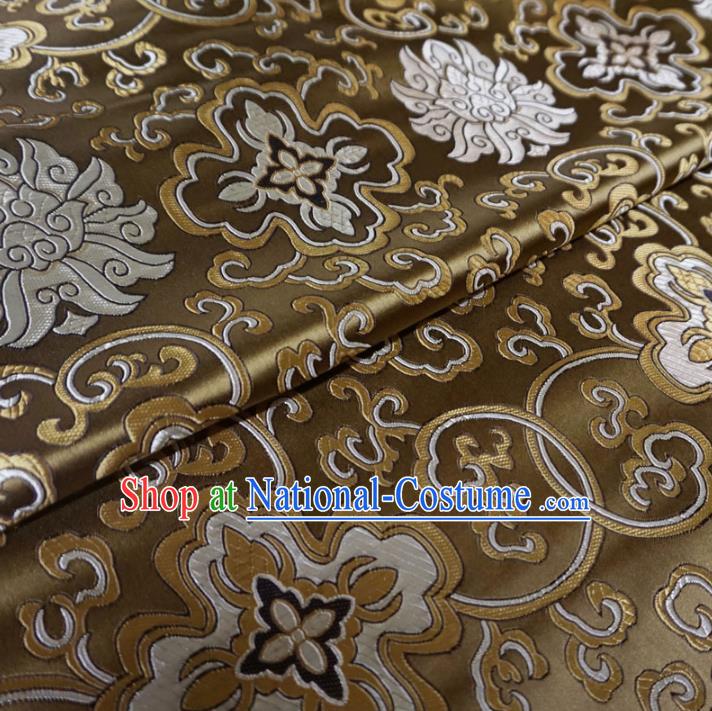 Chinese Traditional Palace Pattern Hanfu Brown Brocade Fabric Ancient Costume Tang Suit Cheongsam Material