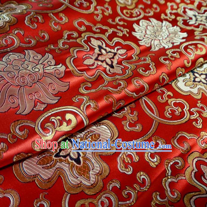 Chinese Traditional Palace Pattern Hanfu Red Brocade Fabric Ancient Costume Tang Suit Cheongsam Material