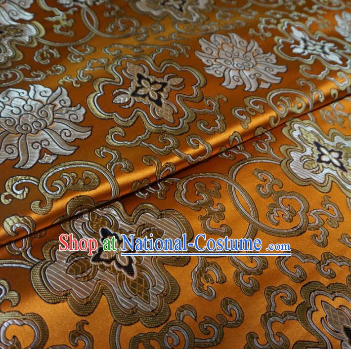 Chinese Traditional Palace Pattern Hanfu Yellow Brocade Fabric Ancient Costume Tang Suit Cheongsam Material