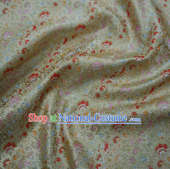 Chinese Traditional Palace Pattern Hanfu Light Golden Brocade Fabric Ancient Costume Tang Suit Cheongsam Material