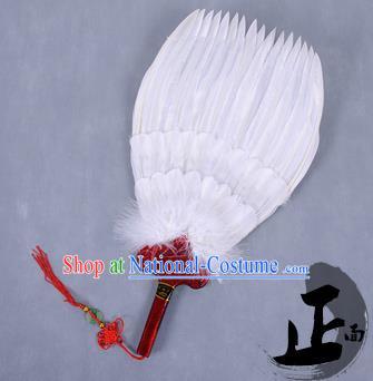 Traditional Chinese Crafts Folding Fan China White Feather Fan Oriental Fan Zhuge Liang Fans