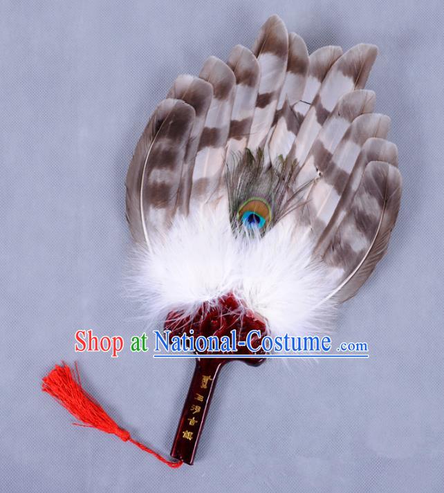 Traditional Chinese Crafts Folding Fan China Feather Fan Oriental Fan Zhuge Liang Fans