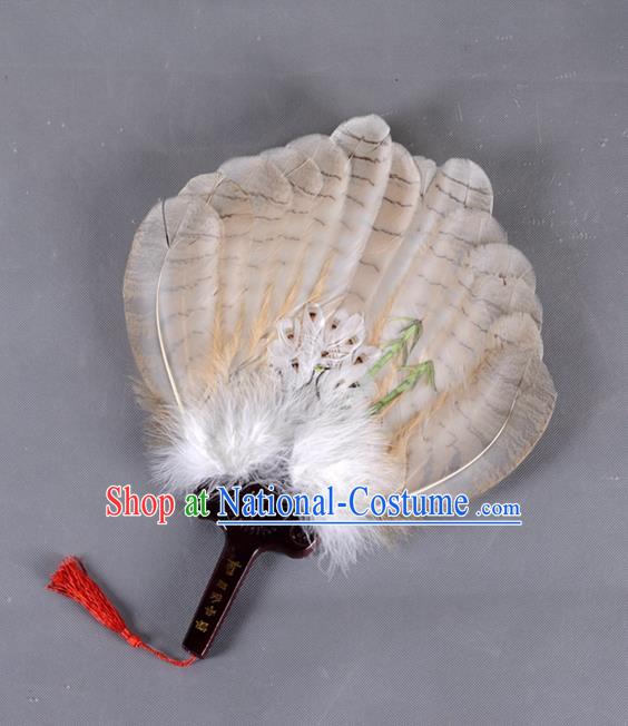 Traditional Chinese Crafts Folding Fan China Brown Eagle Feather Fan Oriental Fan Zhuge Liang Fans