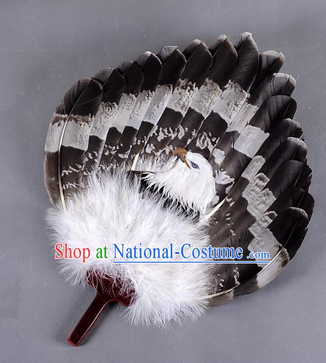 Traditional Chinese Crafts Folding Fan China Eagle Feather Large Fan Oriental Fan Zhuge Liang Fans